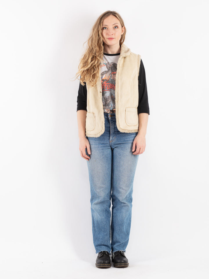 Vintage 00's Women Sherpa Vest in Beige