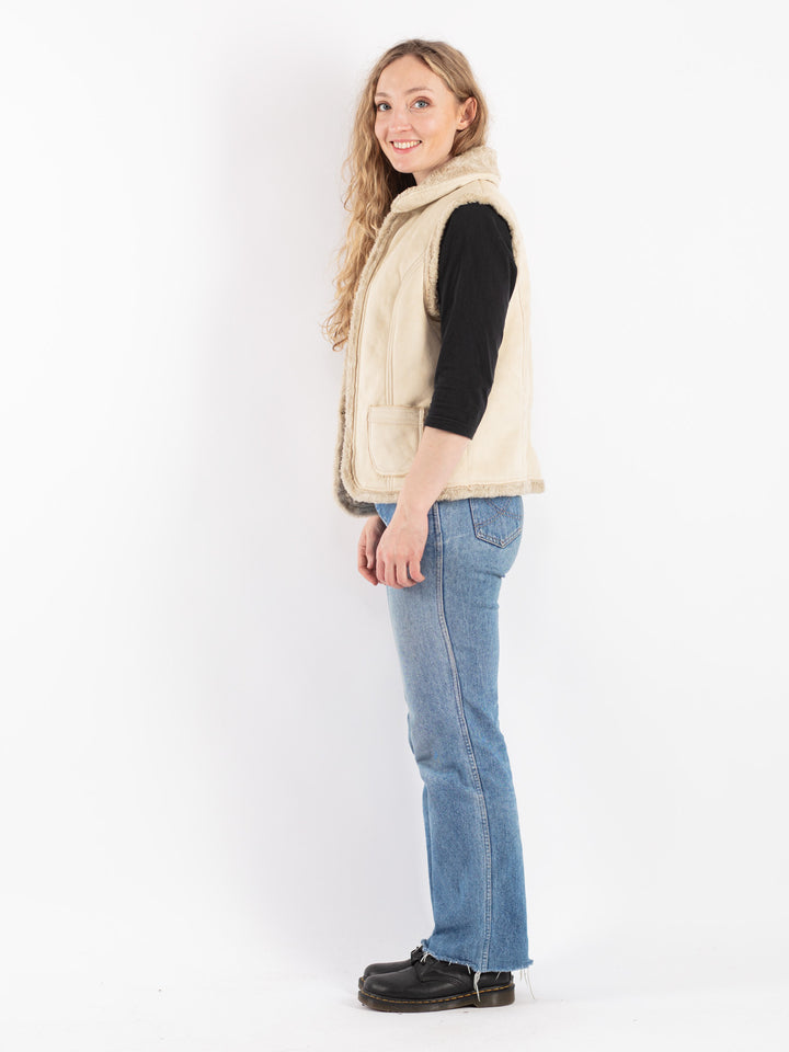 Vintage 00's Women Sherpa Vest in Beige
