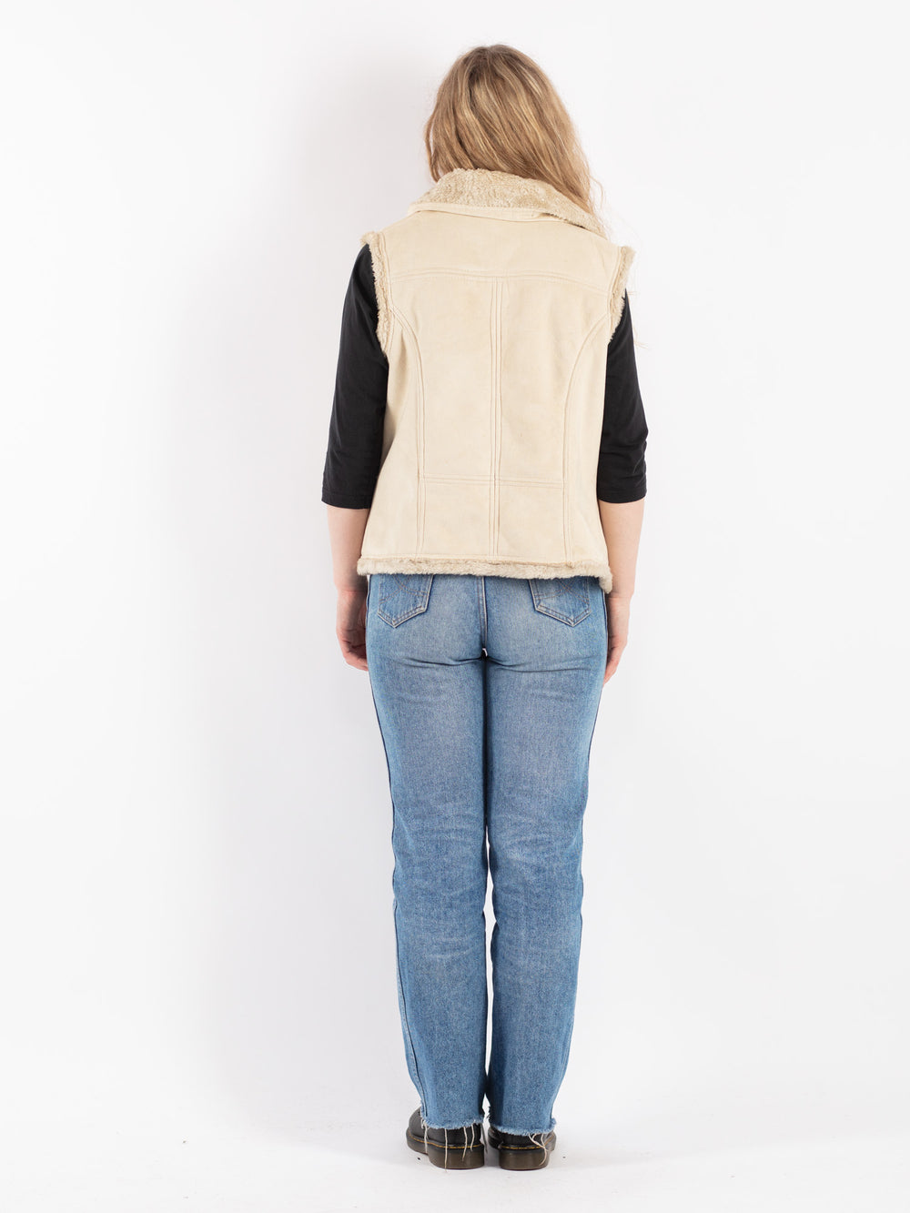 Vintage 00's Women Sherpa Vest in Beige
