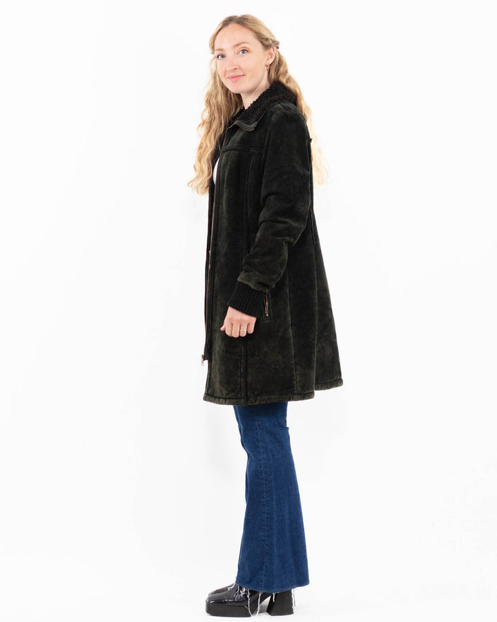 Vintage 00's Women Suede Sherpa Coat in BlackA0032