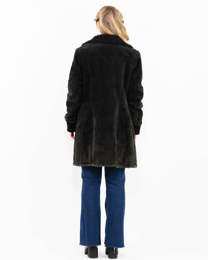 Vintage 00's Women Suede Sherpa Coat in BlackA0032