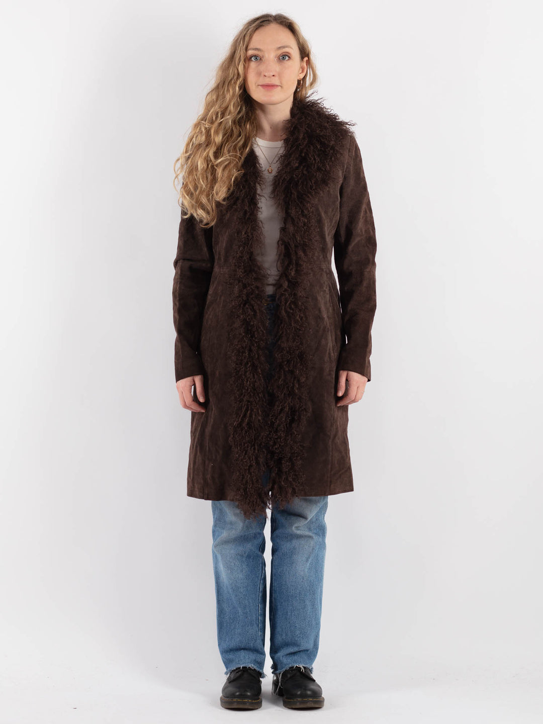 Vintage 00's Women Suede Coat in BrownV9313