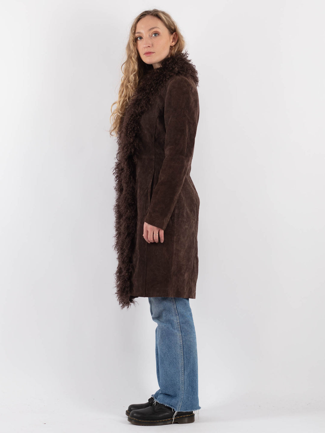 Vintage 00's Women Suede Coat in BrownV9313