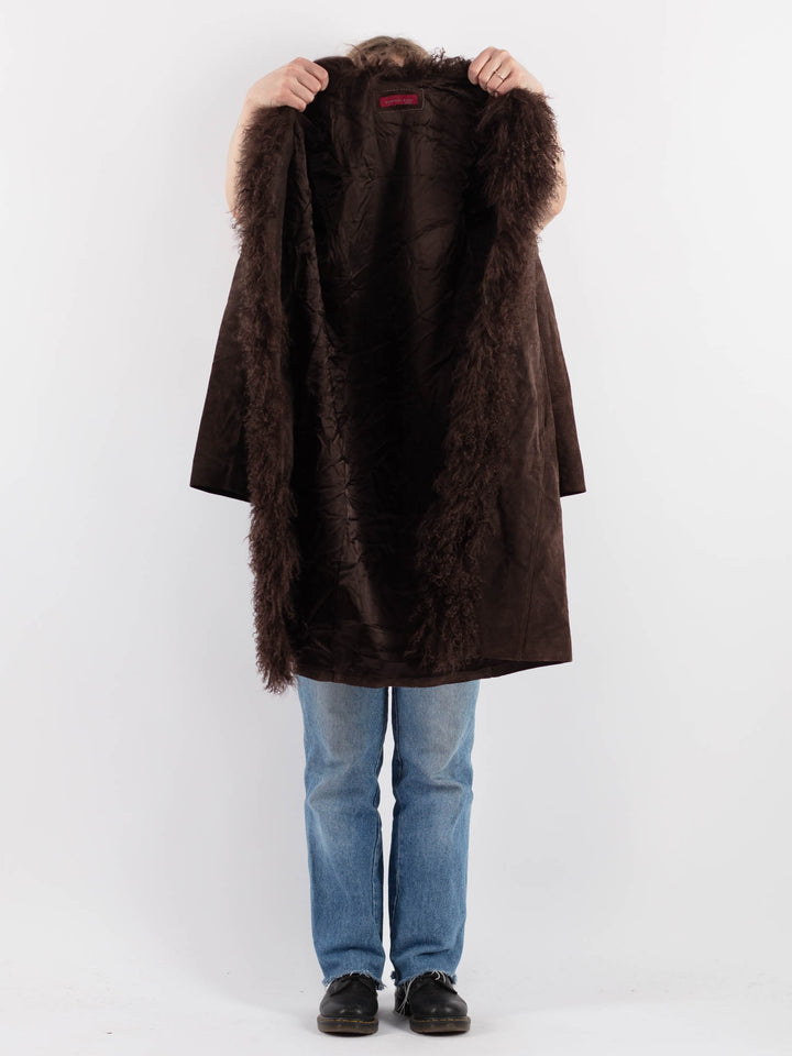 Vintage 00's Women Suede Coat in BrownV9313