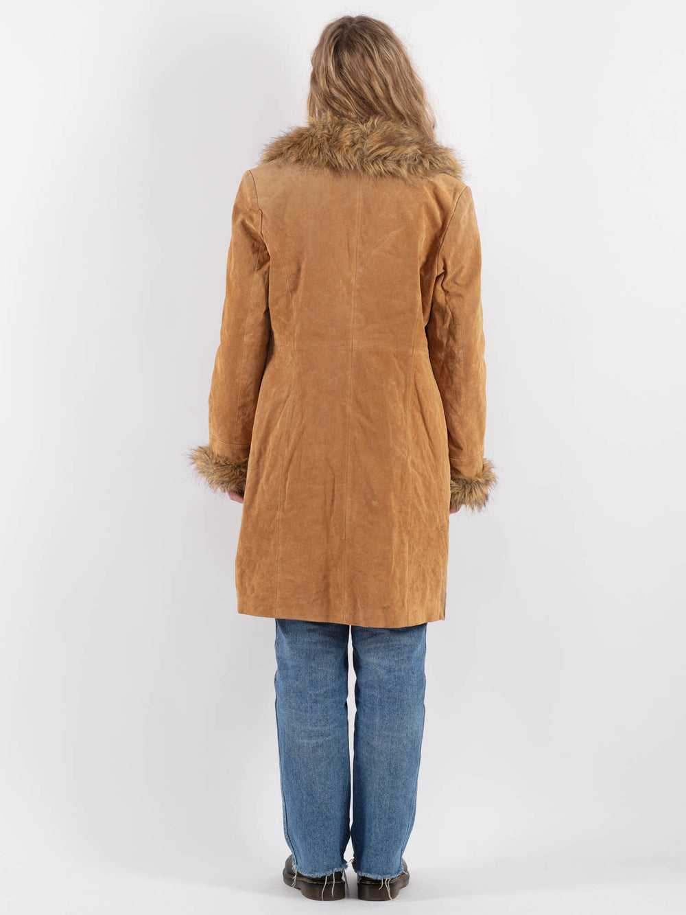 Vintage 00's Women Suede Sherpa Coat in BeigeV9316