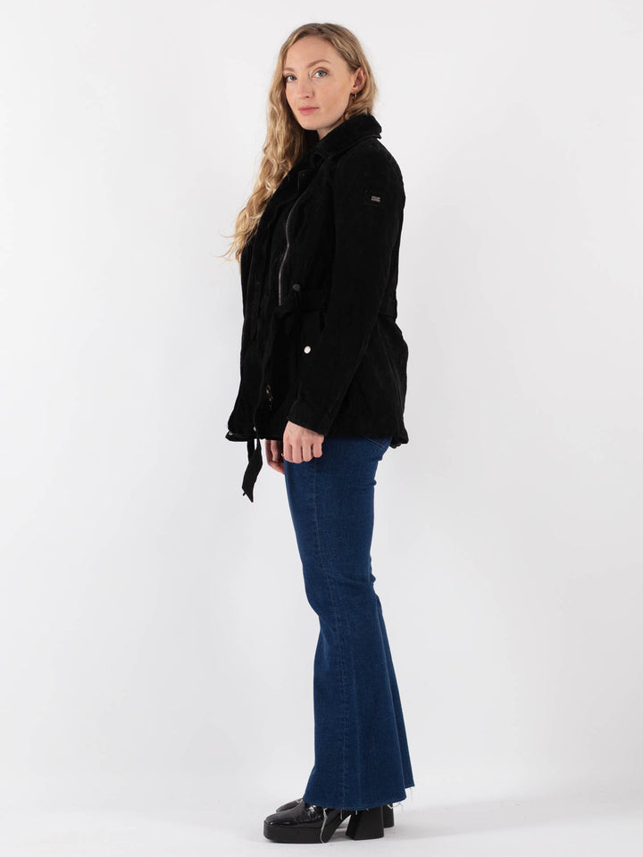 Vintage 00's Women Suede Jacket in Black