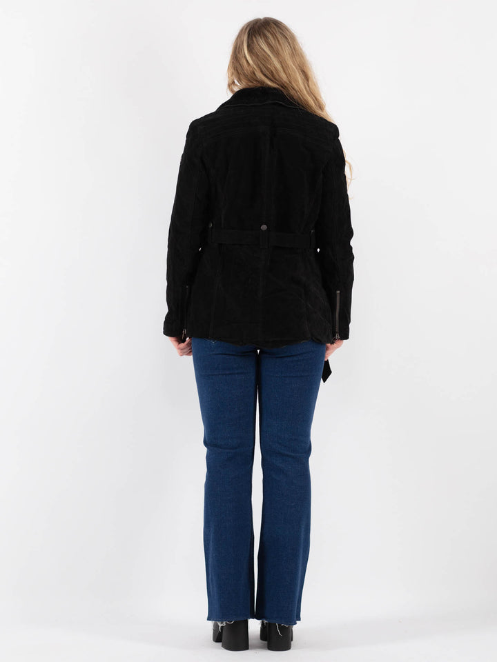 Vintage 00's Women Suede Jacket in Black