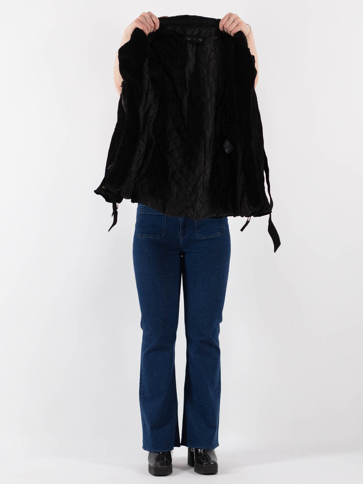 Vintage 00's Women Suede Jacket in Black
