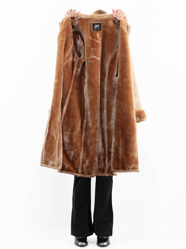Vintage 00's Women Suede Sherpa Coat in BeigeA0147