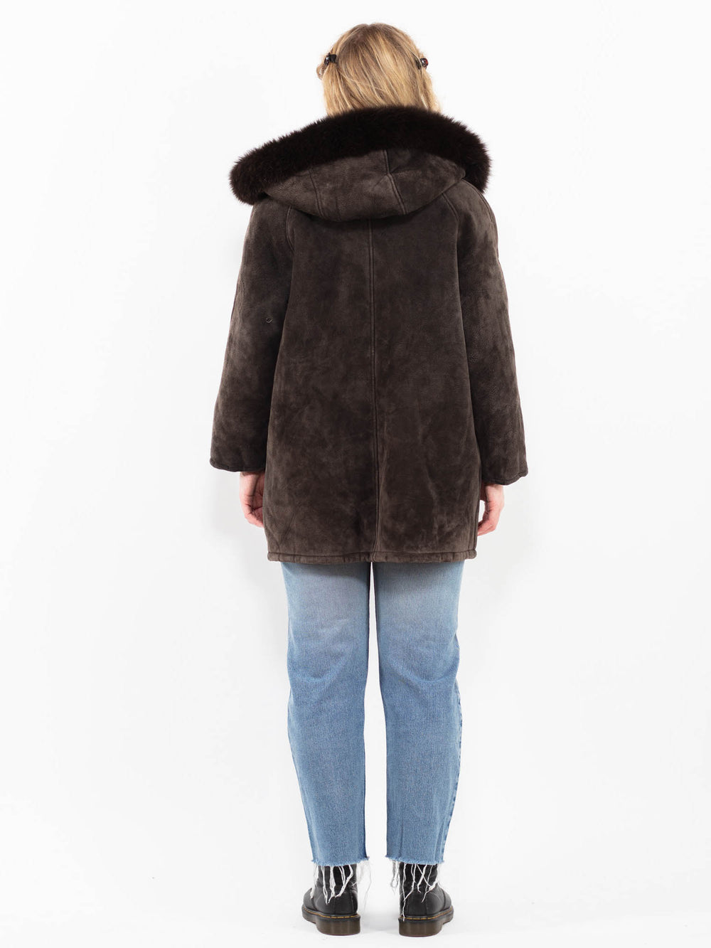 Vintage 00's Women Suede Sherpa Coat in BrownA0273