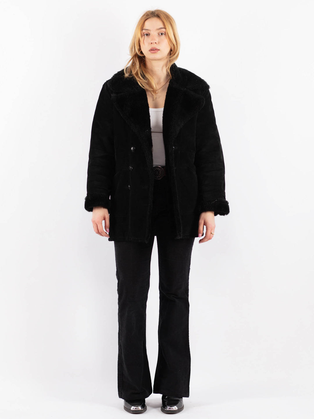 Vintage 00's Women Suede Sherpa in BlackV9674