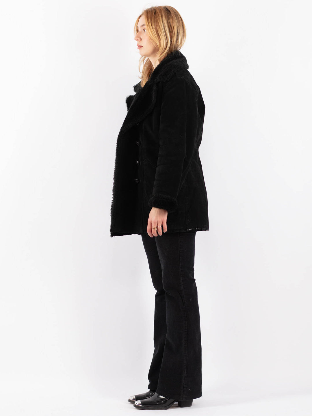 Vintage 00's Women Suede Sherpa in BlackV9674