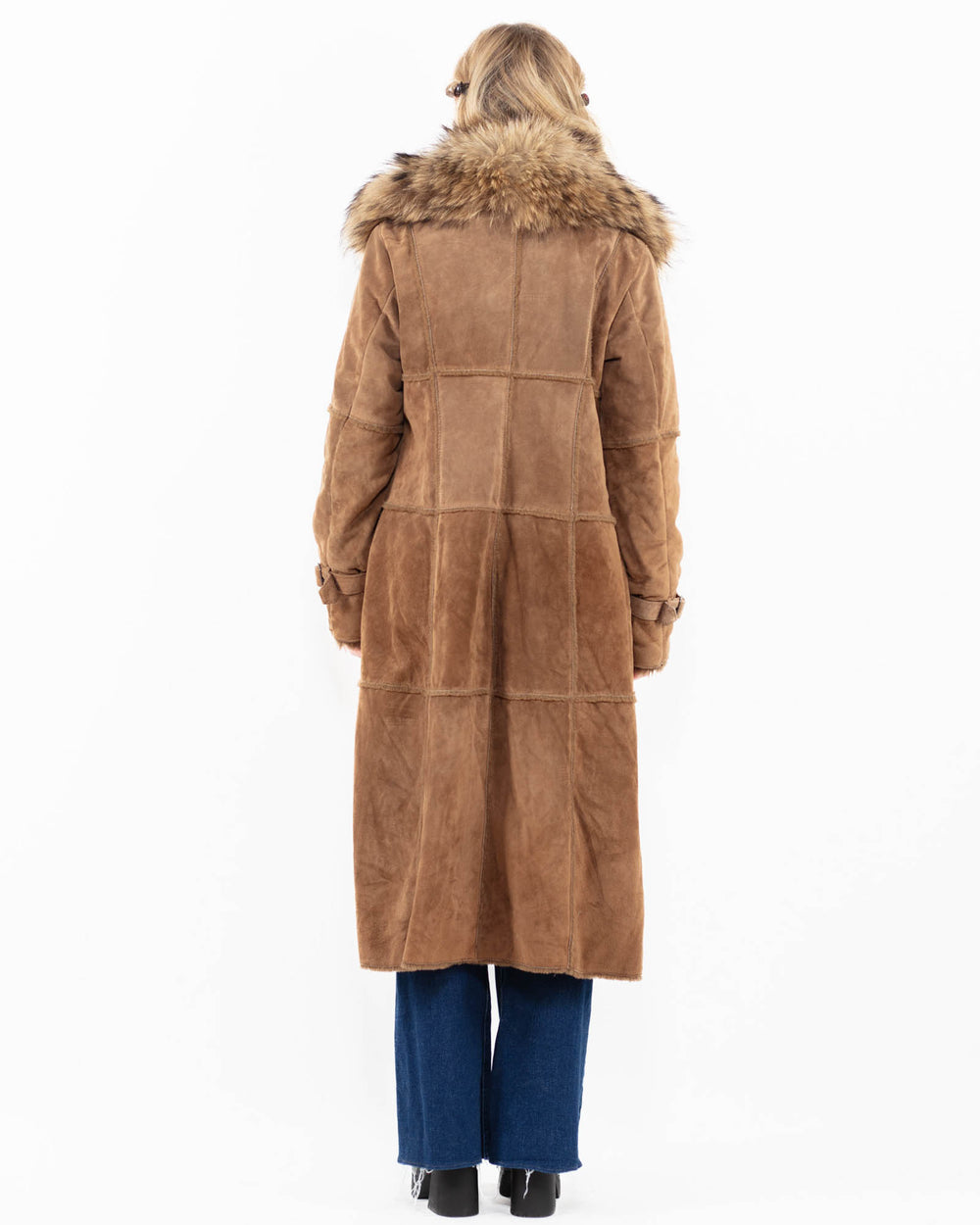 Vintage 00's Women Suede Sherpa Coat in BeigeA0031