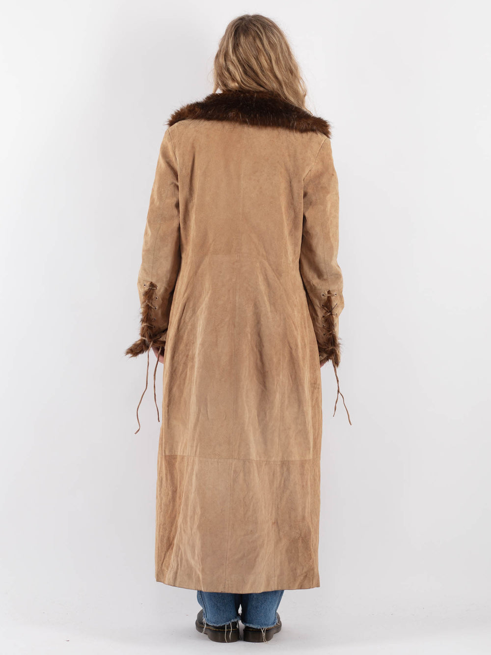 Vintage 00's Women Suede Sherpa Coat in BeigeV9312