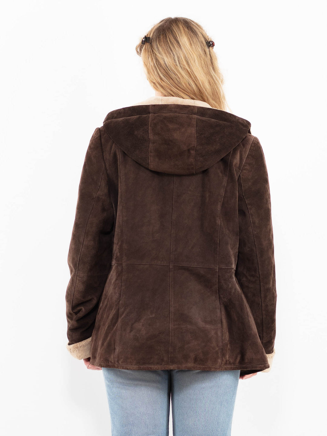 Vintage 00's Women Suede Sherpa Jacket in BrownA0268