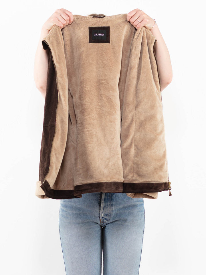 Vintage 00's Women Suede Sherpa Jacket in BrownA0268