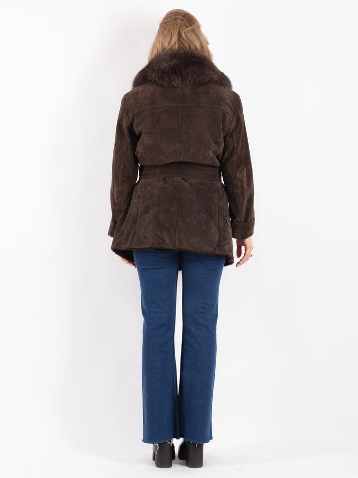 Vintage 00's Women Suede Jacket in Brown