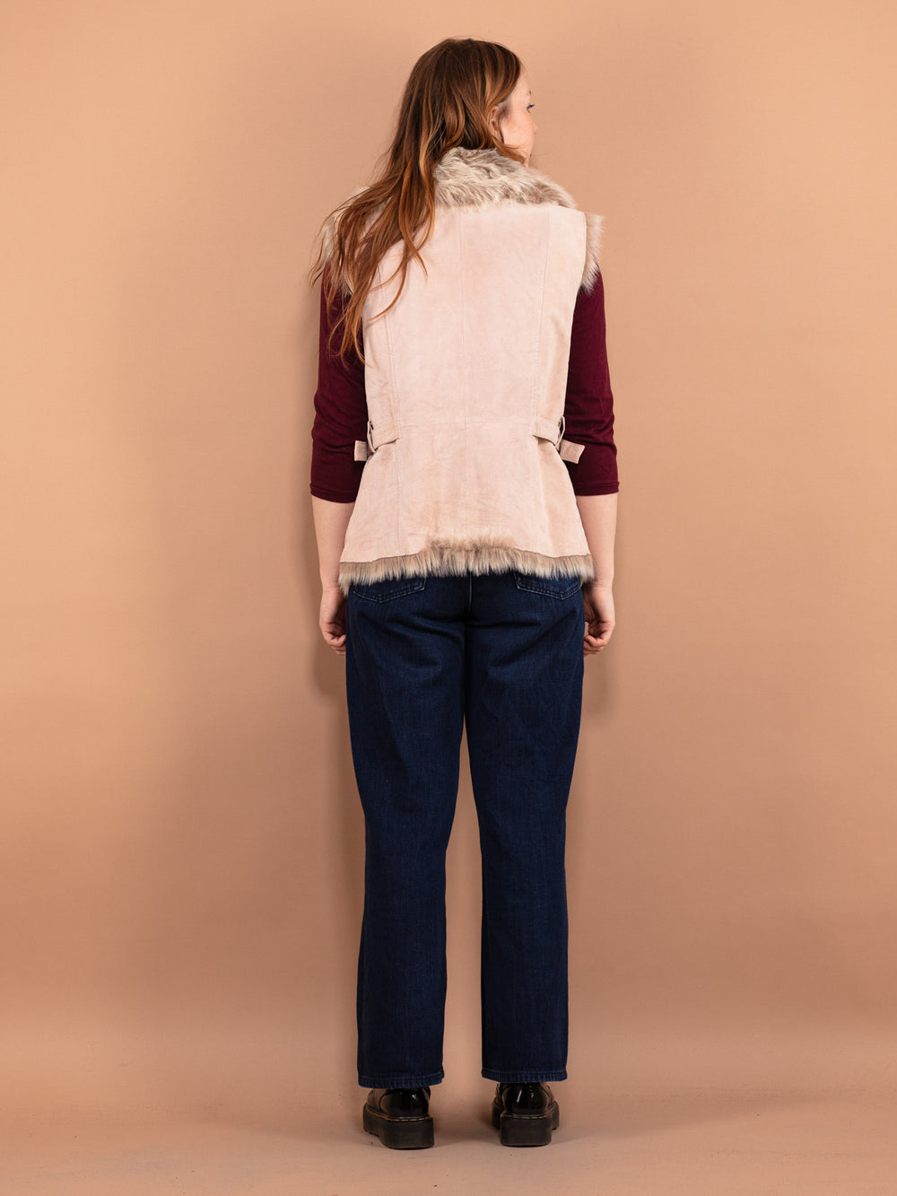 Vintage 00's Women Suede Sherpa Vest in Pink - NorthernGrip