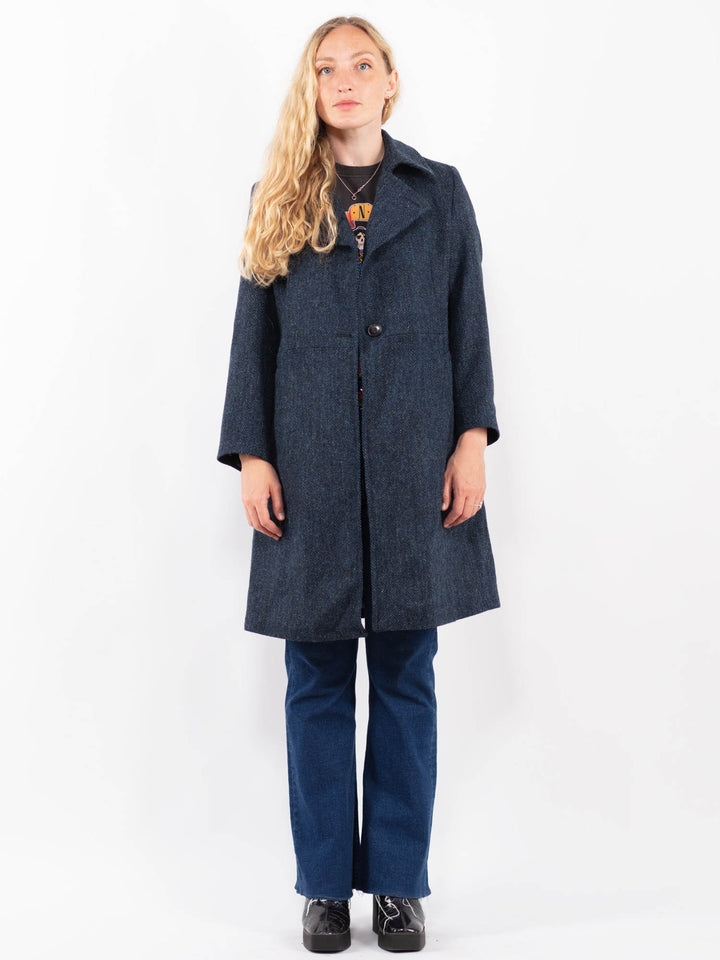Vintage 00's Women Harris Tweed Coat in BlueA0406