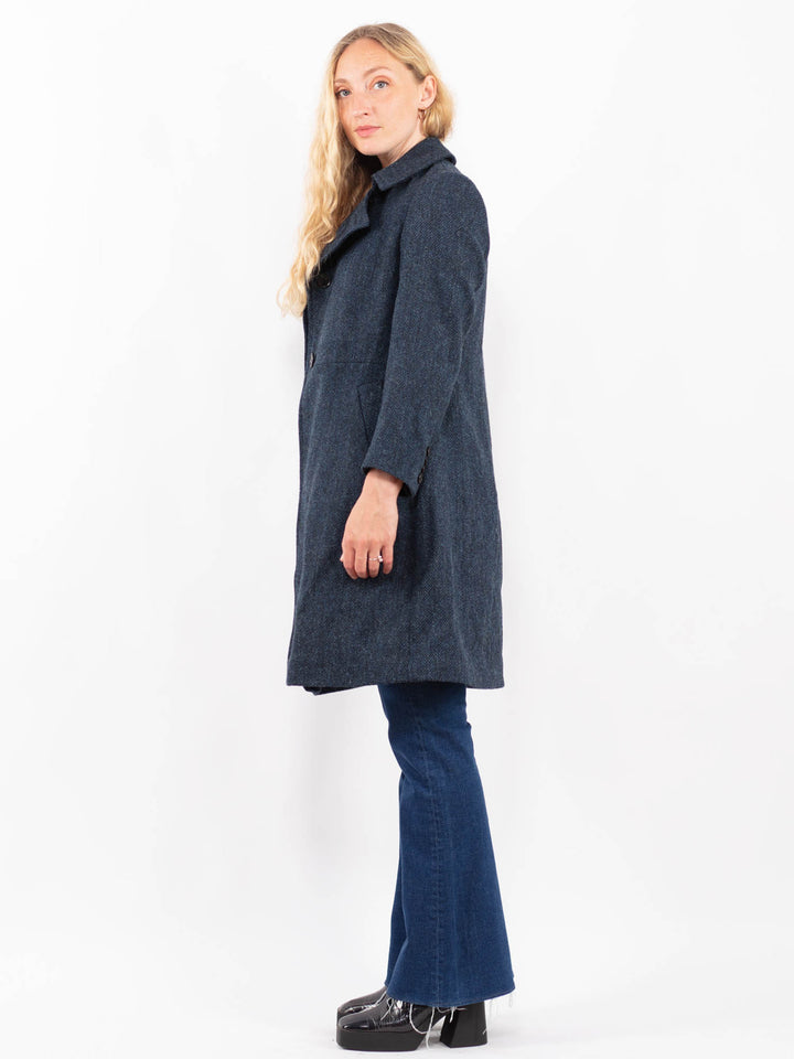 Vintage 00's Women Harris Tweed Coat in BlueA0406