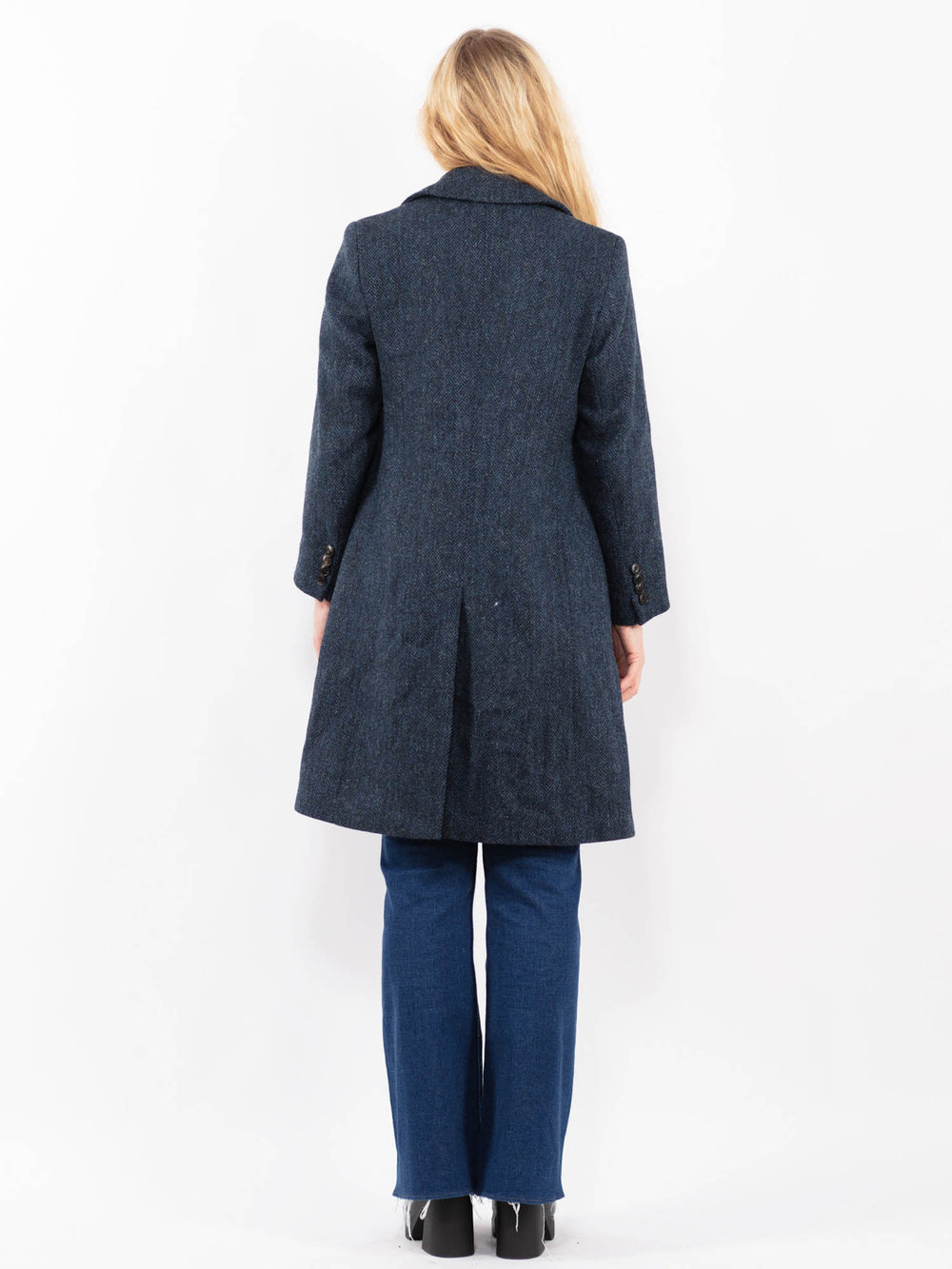 Vintage 00's Women Harris Tweed Coat in BlueA0406