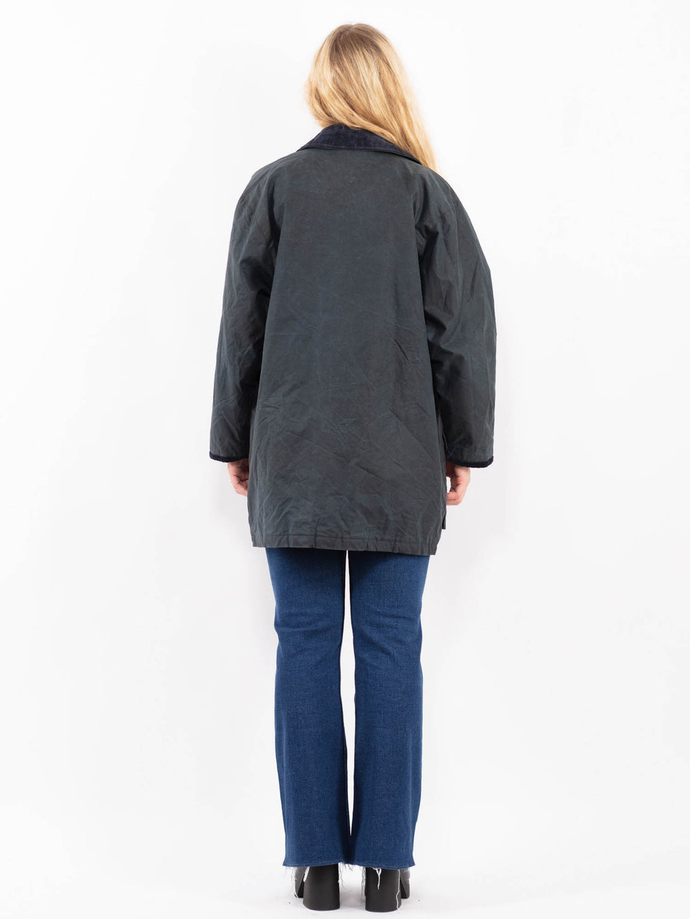 Vintage 00's Women Waxed Cotton Jacket in BlueA0407