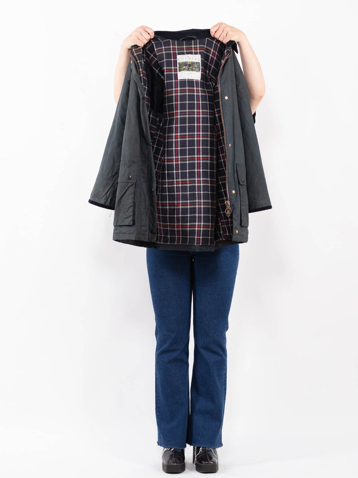 Vintage 00's Women Waxed Cotton Jacket in BlueA0407