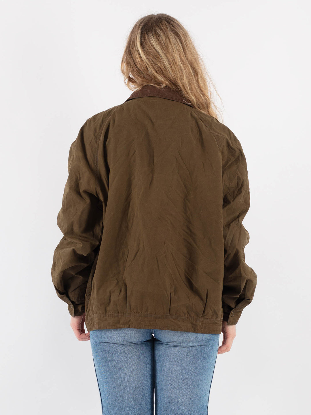 Vintage 00's Women Waxed Cotton Jacket in Green