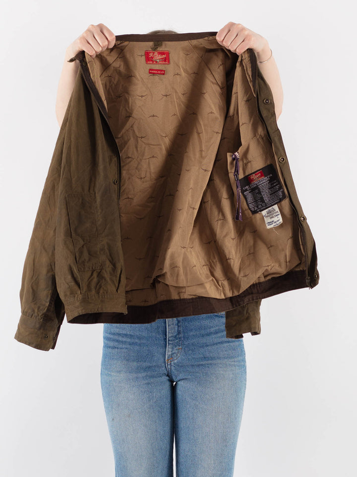 Vintage 00's Women Waxed Cotton Jacket in Green
