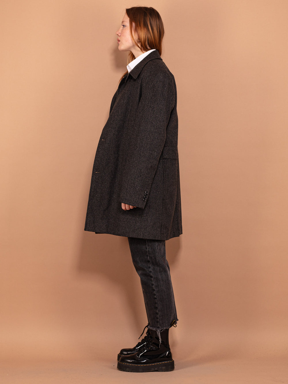 Vintage 00's Women Wool Blend Coat in Gray - NorthernGrip