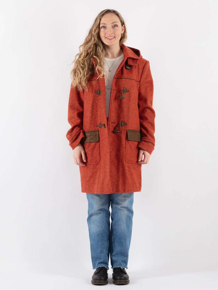 Vintage 00's Women Wool Duffle Coat in Orange - NorthernGrip