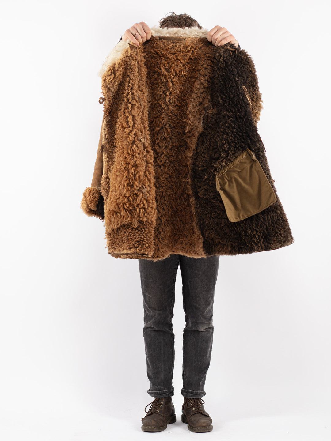Vintage 50's Men Sheepskin Coat in Brown