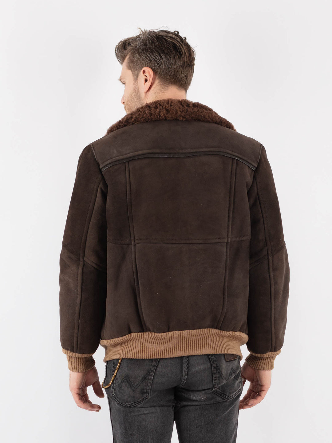Vintage 60's Men Sheepskin Jacket in Brown - NorthernGrip
