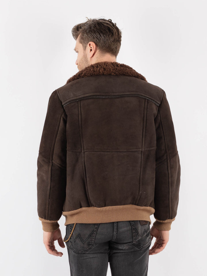 Vintage 60's Men Sheepskin Jacket in Brown - NorthernGrip