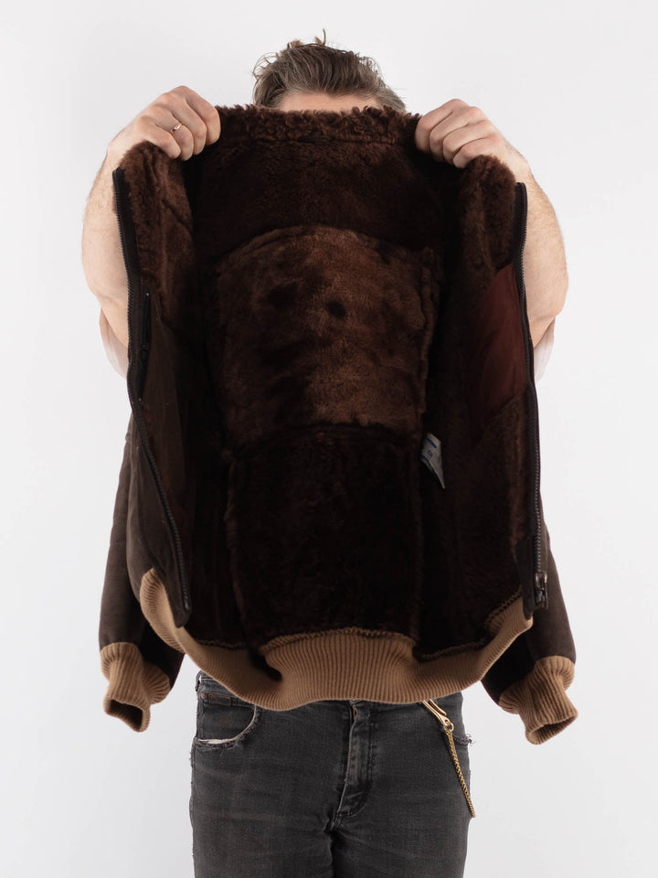 Vintage 60's Men Sheepskin Jacket in Brown - NorthernGrip