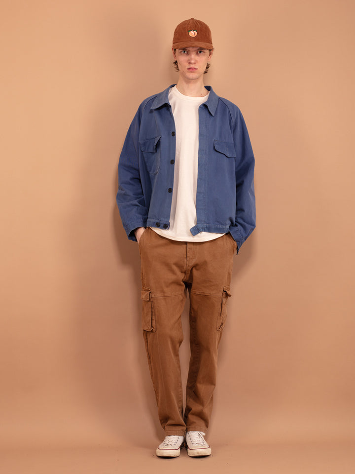 Vintage 60's Bleu-de-travail Sun Faded Work Jacket