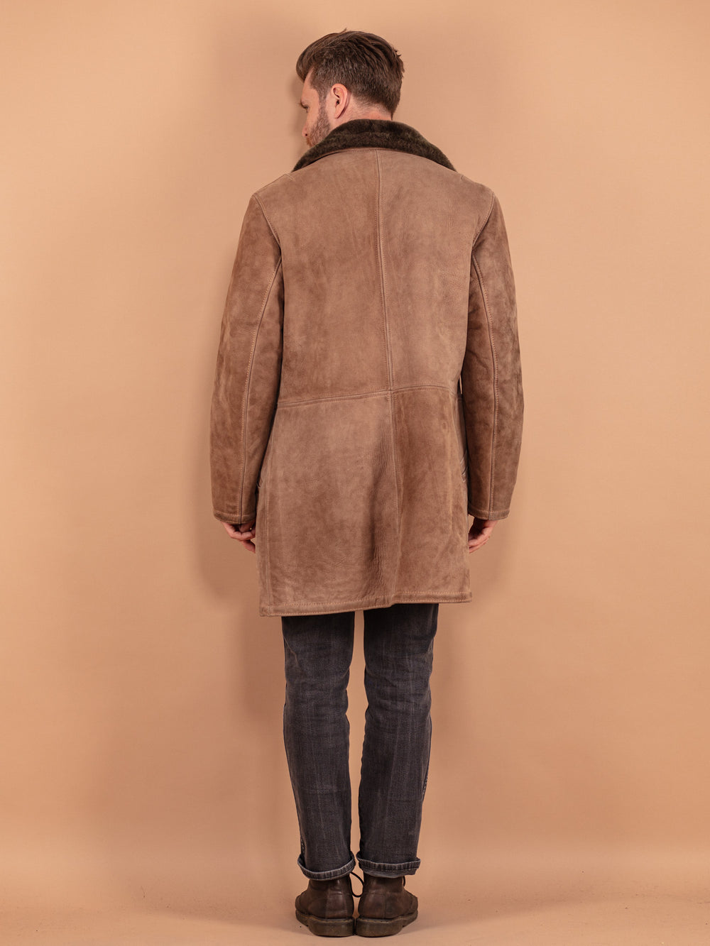 Vintage 70's Men Sheepskin Coat in Beige - NorthernGrip