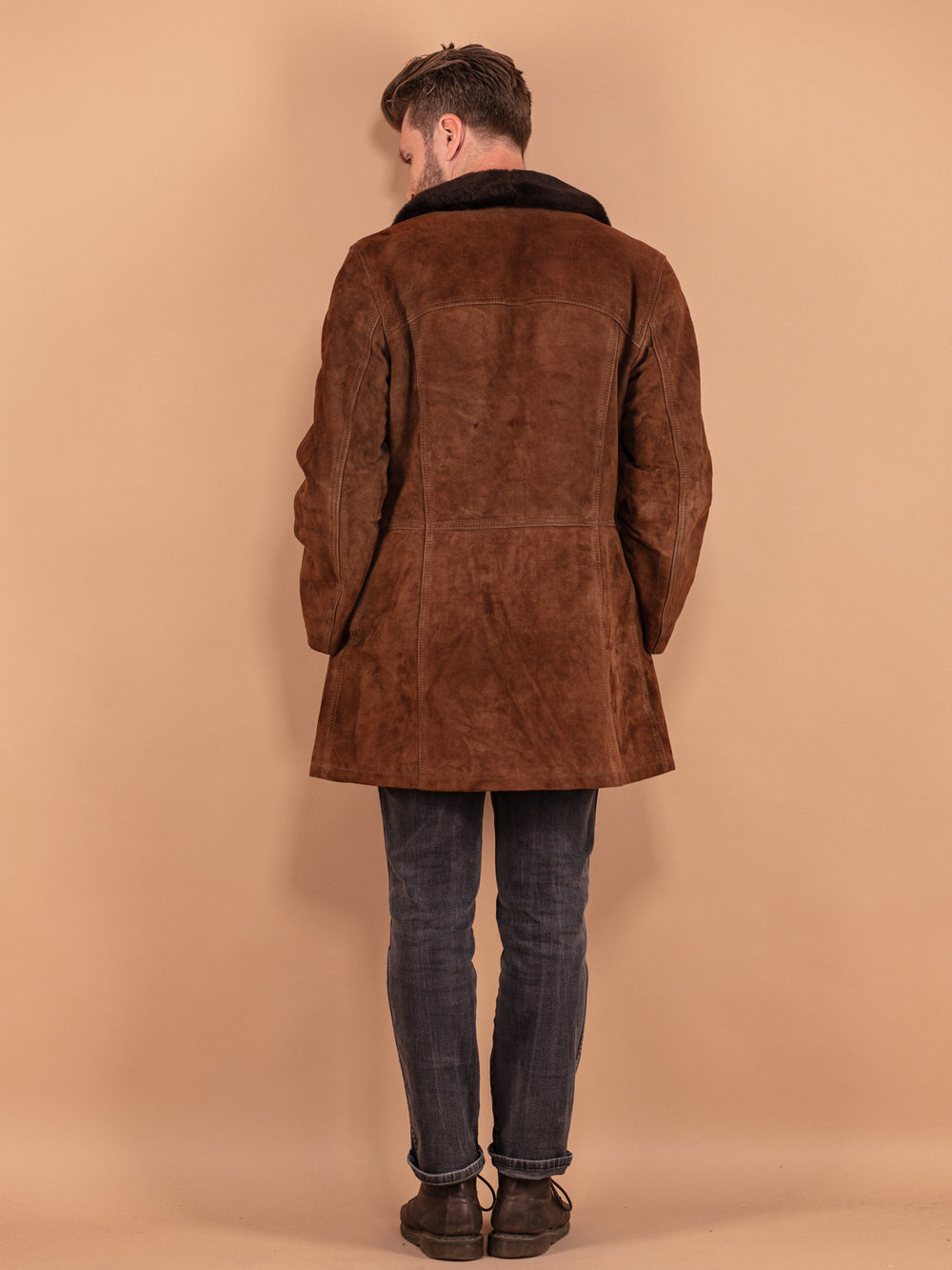 Vintage 70's Men Suede Coat in Brown - NorthernGrip