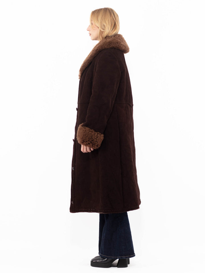 Vintage 70's Women Sheepskin Coat in BrownA1132