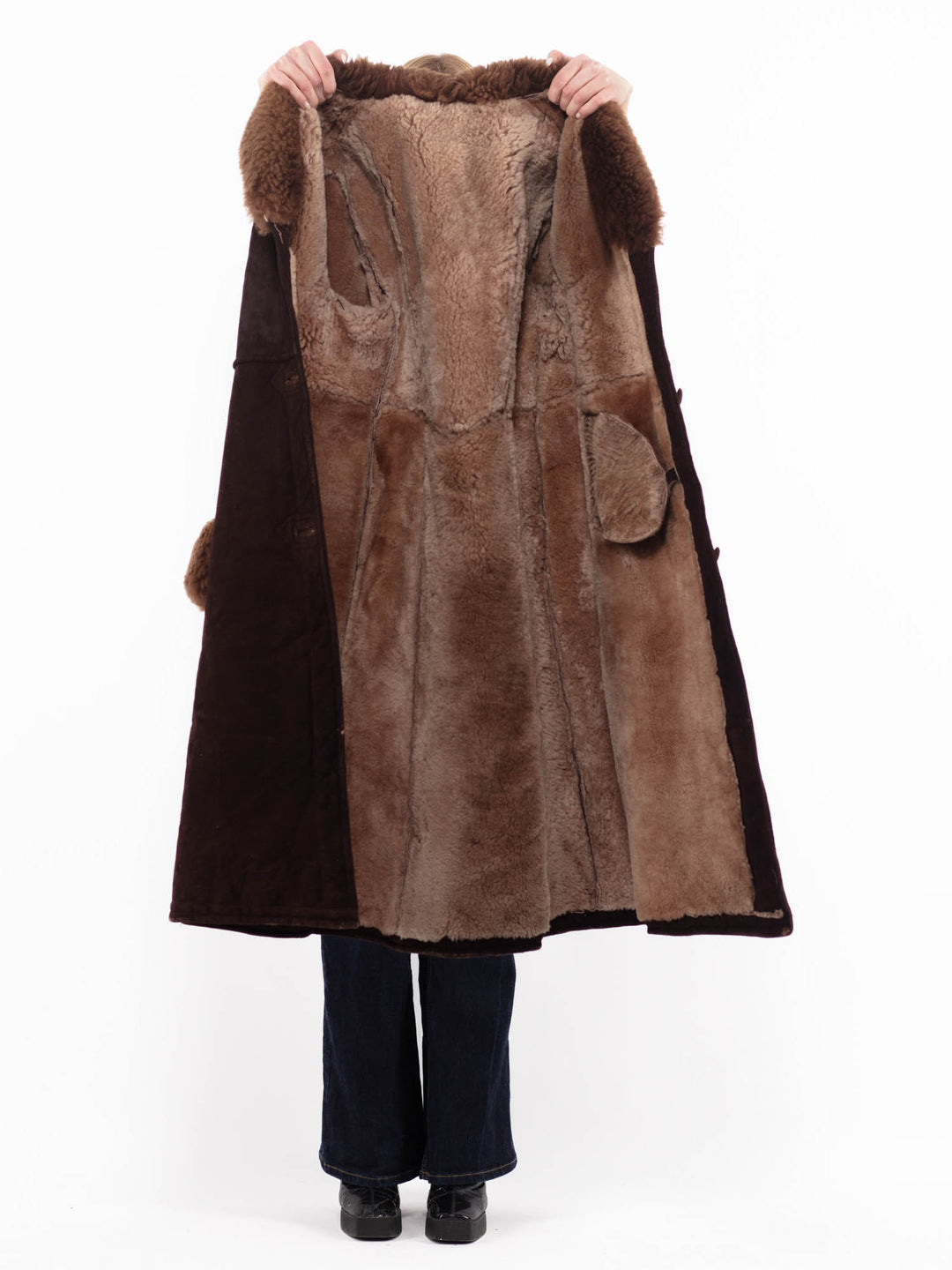 Vintage 70's Women Sheepskin Coat in BrownA1132
