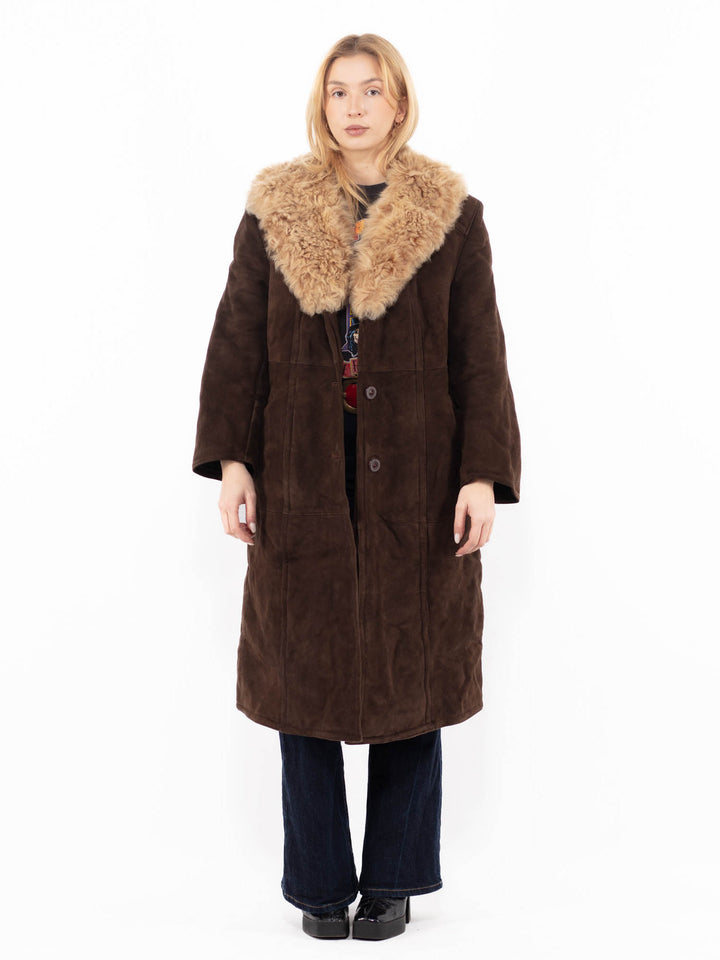 Vintage 70's Women Sheepskin Coat in BrownA1136