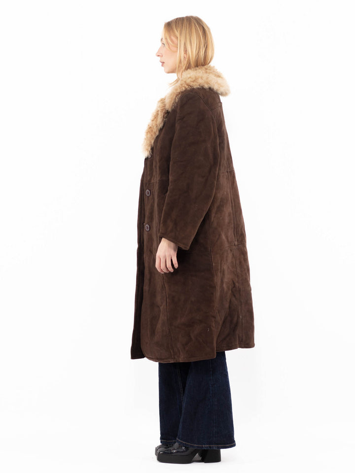 Vintage 70's Women Sheepskin Coat in BrownA1136