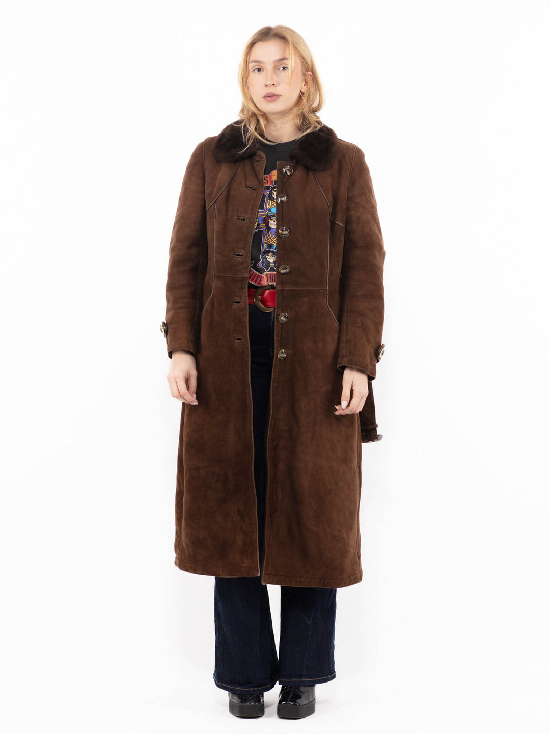 Vintage 70's Women Sheepskin Coat in BrownA1139