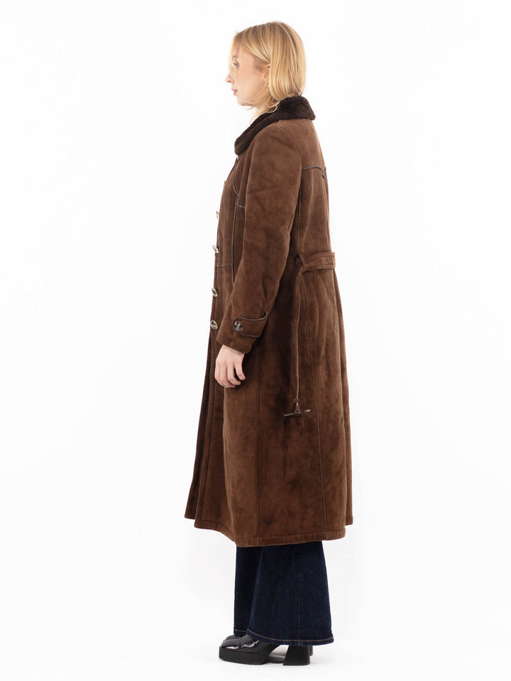 Vintage 70's Women Sheepskin Coat in BrownA1139