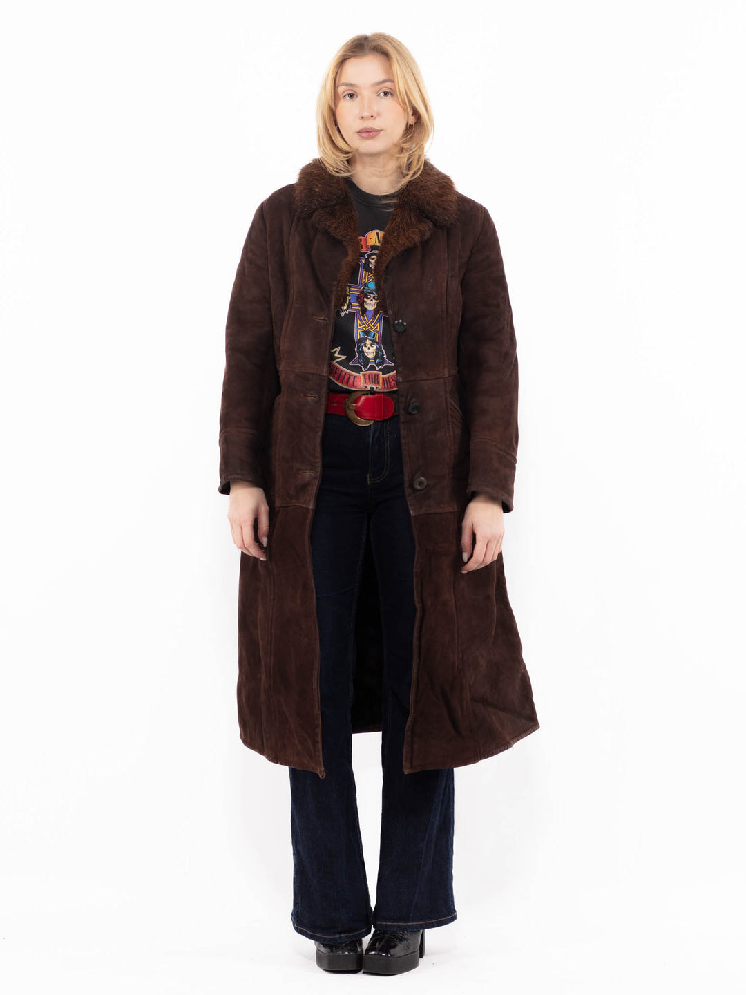 Vintage 70's Women Sheepskin Coat in BrownA1153