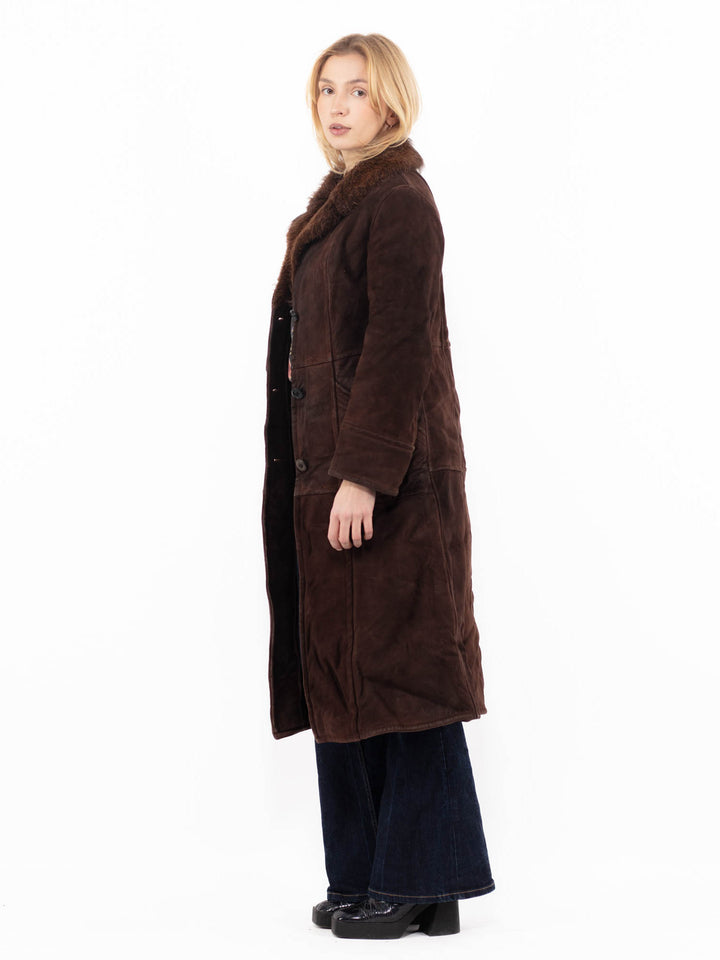 Vintage 70's Women Sheepskin Coat in BrownA1153