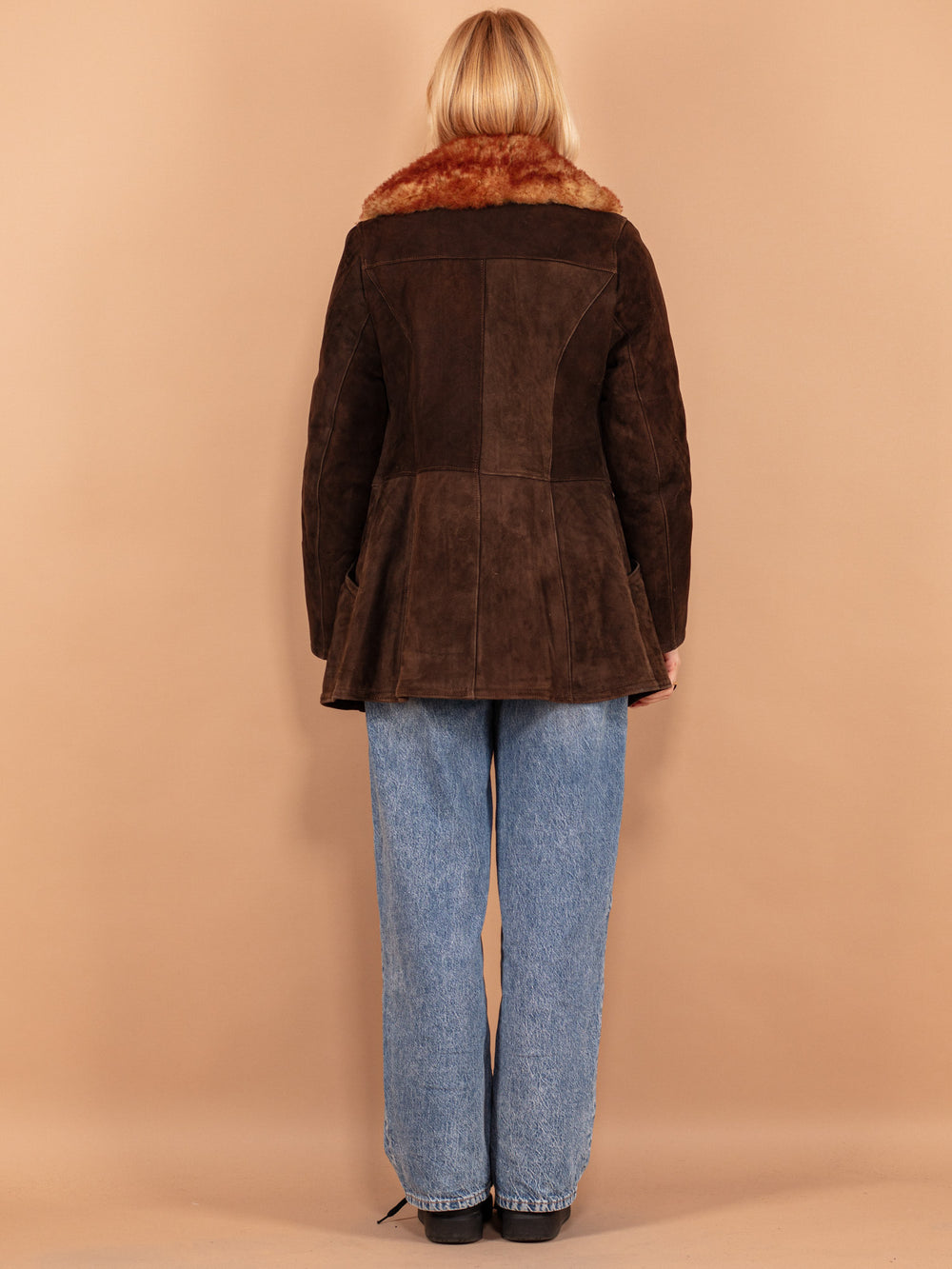 Vintage 70's Women Sheepskin Coat in Brown - NorthernGrip