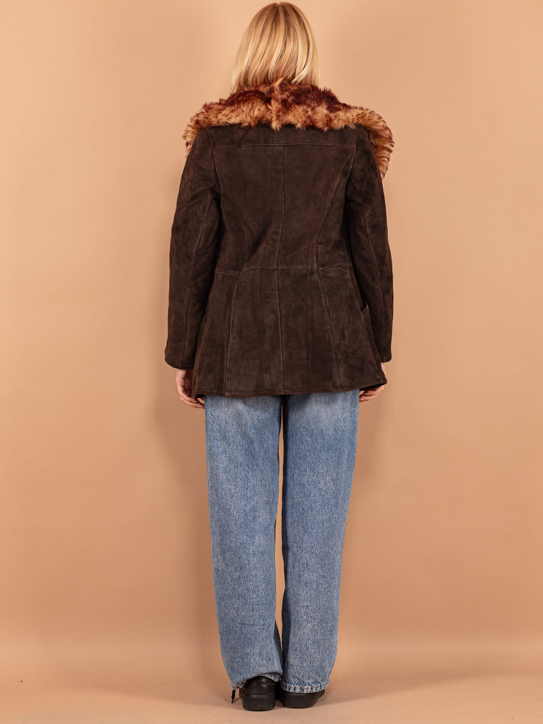 Vintage 70's Women Sheepskin Coat in Brown - NorthernGrip