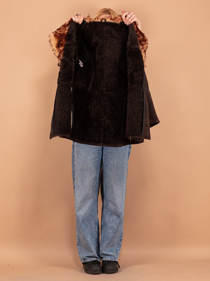 Vintage 70's Women Sheepskin Coat in Brown - NorthernGrip