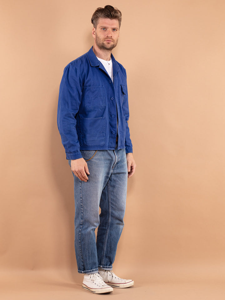 Cropped Work Jacket, Size L Mechanic Jacket, Vintage Workwear, Industrial Wear, Blue Collar Clothing, Workers Chore Jacket, Utility Wear